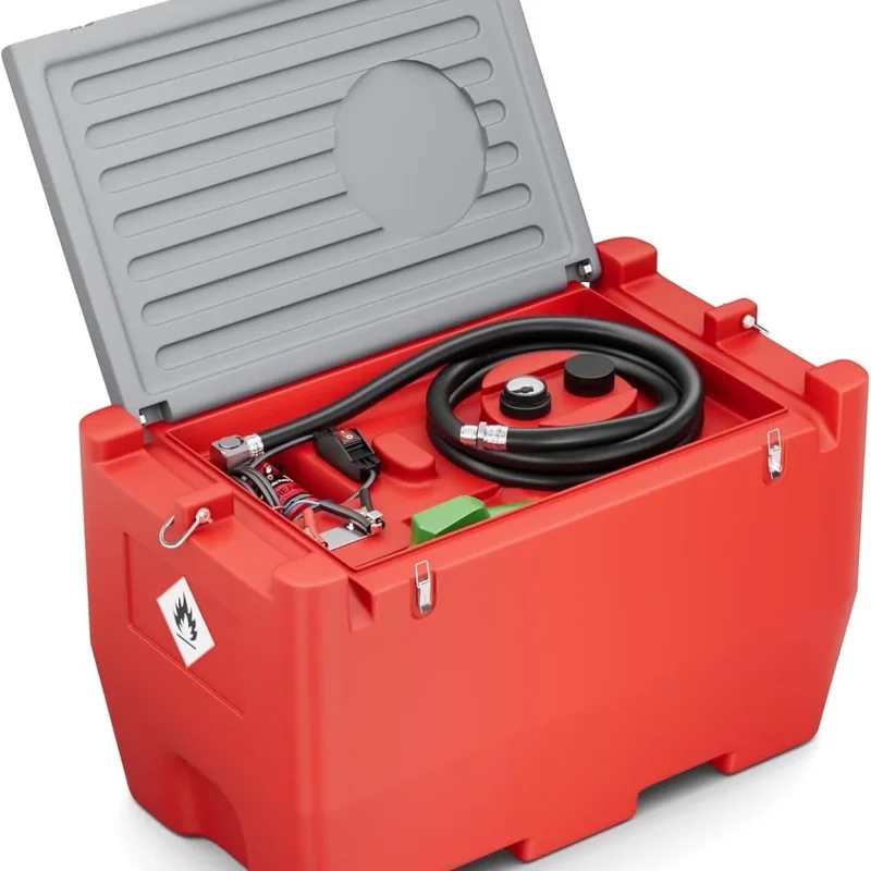 Fuel Transfer Tank, 50 Gallon, 12V DC 10.6 GPM Pump, Red