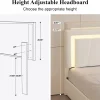 Full Upholstered Platform Bed Frame With 4 Storage Drawers, LED Lights, Adjustable Headboard And Charging Station - Whit
