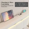 Full Upholstered Platform Bed Frame With 4 Storage Drawers, LED Lights, Adjustable Headboard And Charging Station - Whit