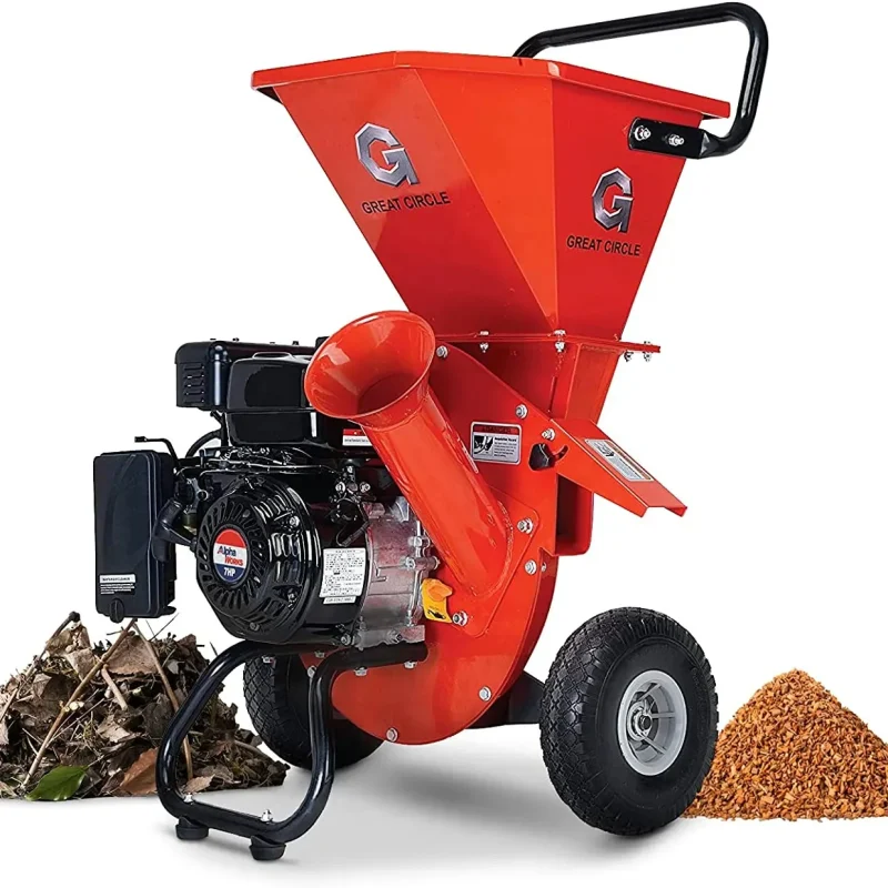Gas Powered 3-in-1 Wood Chipper Shredder Mulcher, 7HP, 3in Branch Capacity, 30 x 24.1 x 41.6 in