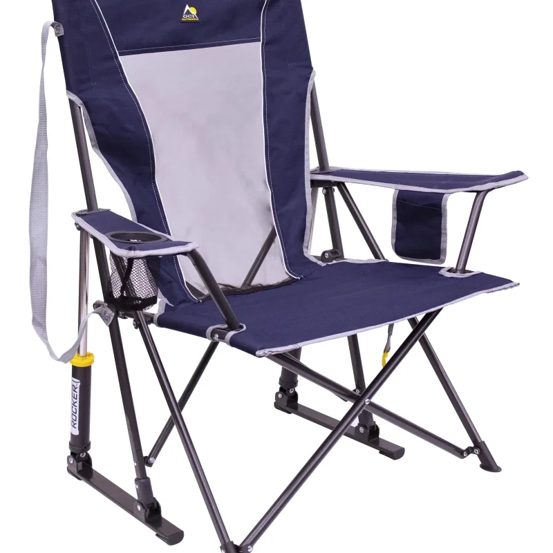 GCI Outdoor Comfort Pro Rocker Foldable Rocking Camp Chair, Indigo