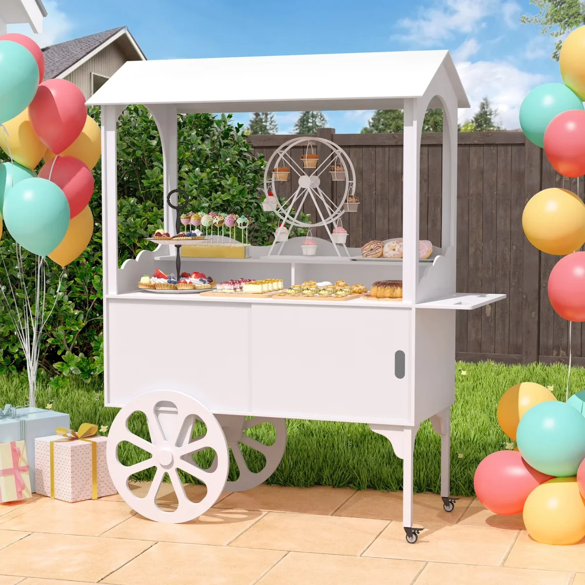 GDLF Candy Cart With Wheels And Storage Cabinet - 68.5 in