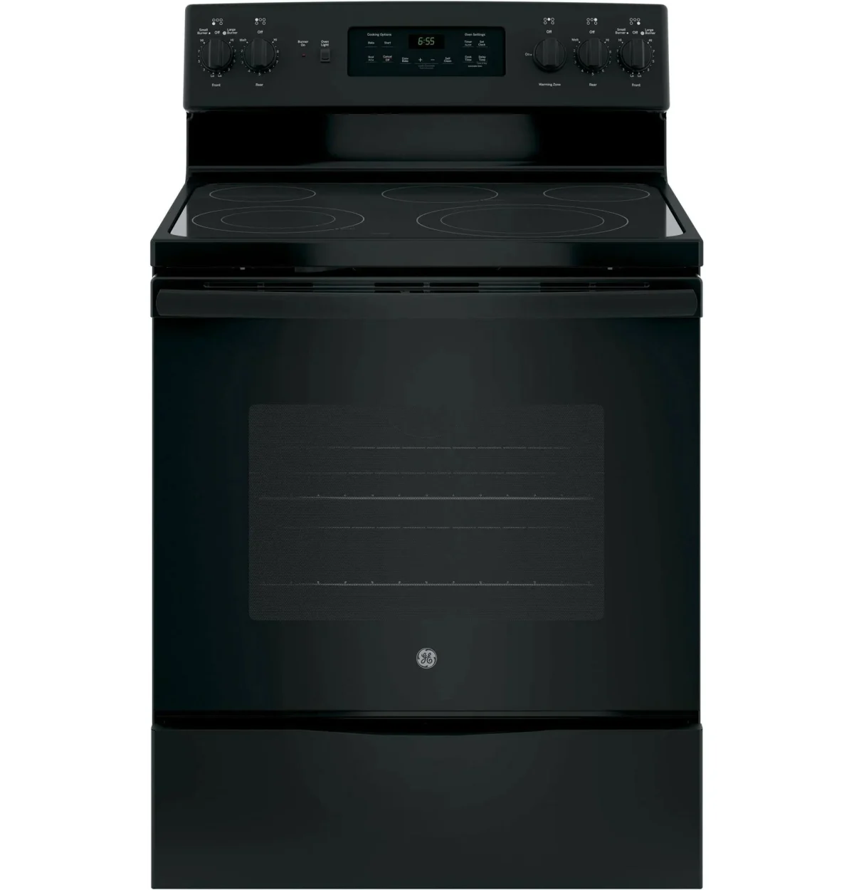 GE 30 Freestanding Electric Range, Black Dual-Element Cooktop, Convection Oven, Self-Cleaning
