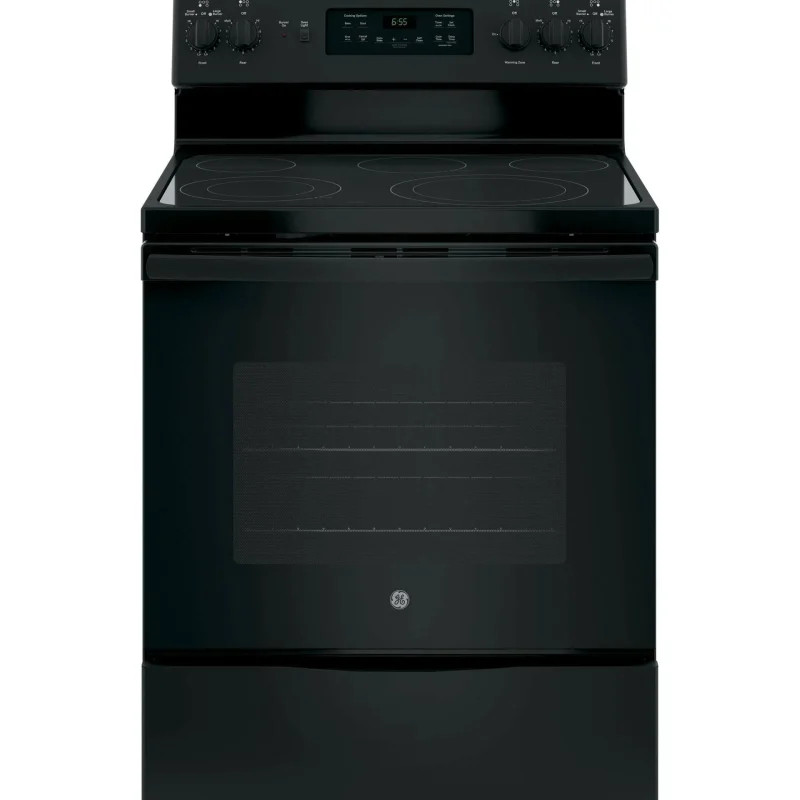 GE 30 Freestanding Electric Range, Black Dual-Element Cooktop, Convection Oven, Self-Cleaning