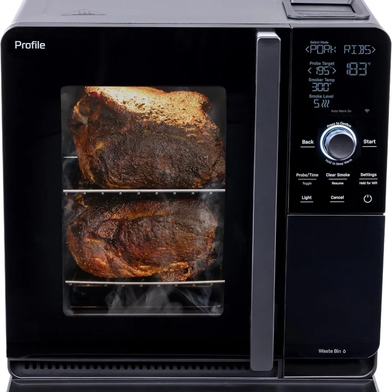 GE Profile Smart Indoor Pellet Smoker With Active Smoke Filtration, 5 Smoke Settings, WiFi Connected - Black