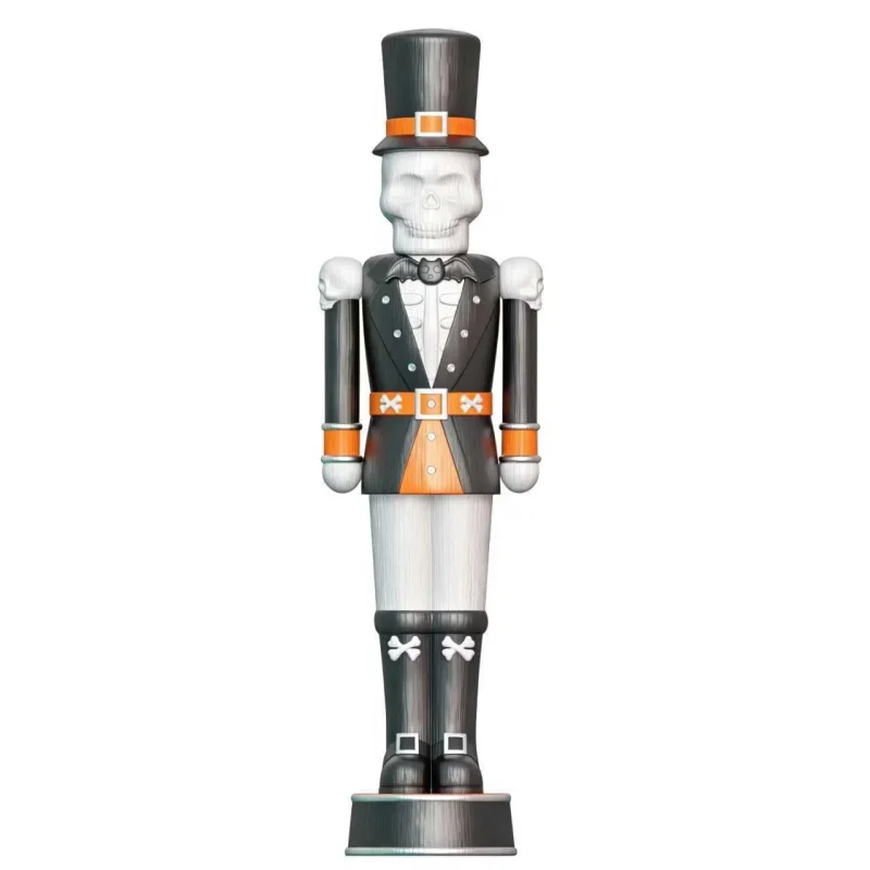 Giant Animated Skeleton Nutcracker Decoration, Black and Orange, 72", Halloween by Way To Celebrate