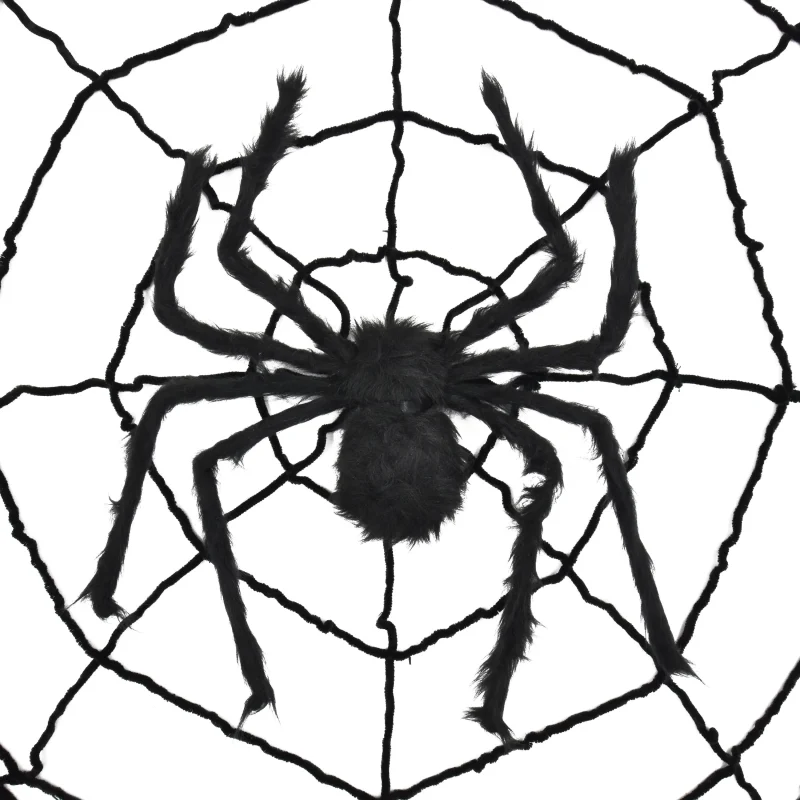 Giant Spider Web with Spider Decoration, Black, 8', Halloween by Way To Celebrate