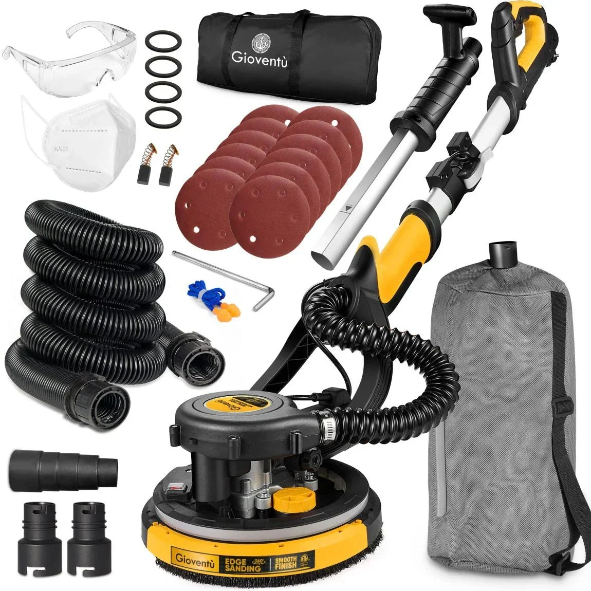 Giovent Electric Drywall Sander With Dust Extraction, 6.5-Amp, 8-2/5-Inch
