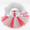 Girls Clown Tutu Dress Costume with Balloons and Gloves, Toddler Kids Clown Costume Outfits Halloween Party