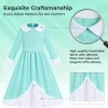 G*irls Halloween Princess Dress with Accessories, Blue Princess Dress with Wig Wand Crown Earrings and Star Earrings