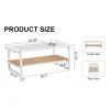 Glass Top Imitation Rattan Solid Wood Side Table, White - W1151134809