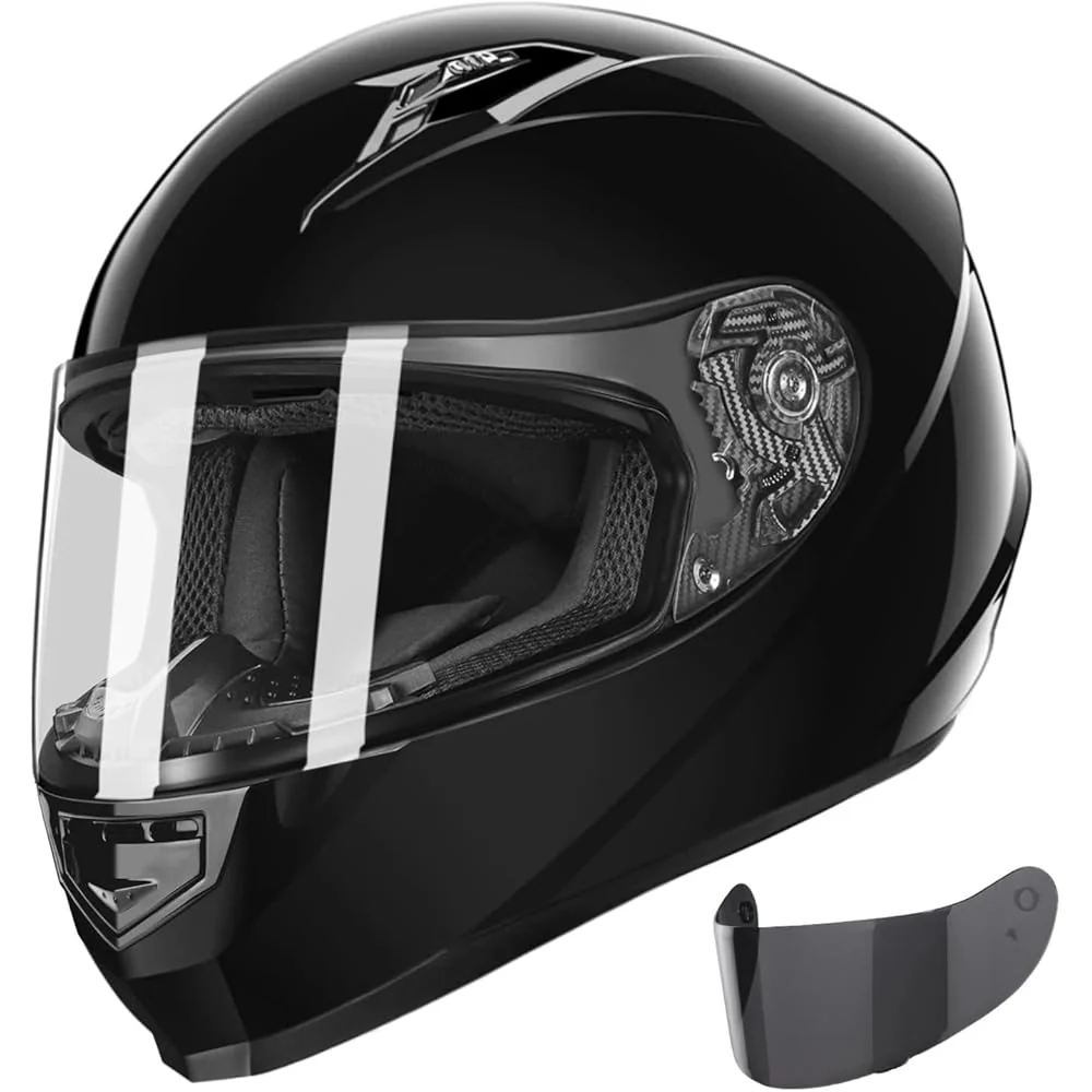 GLX Full Face Motorcycle Helmet, Black, Large, Tinted Visor, DOT Approved - GX11