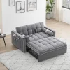 GNIXUU 3-in-1 Velvet Sleeper Sofa Bed With Adjustable Backrest And Storage - 55.5in W x 36in D x 30in H, 70in D x 45in W