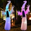 GOOSH 12 FT Height Halloween Inflatable Outdoor Colorful Dimming Ghost, Blow Up Yard Decoration with LED Lights Built-in