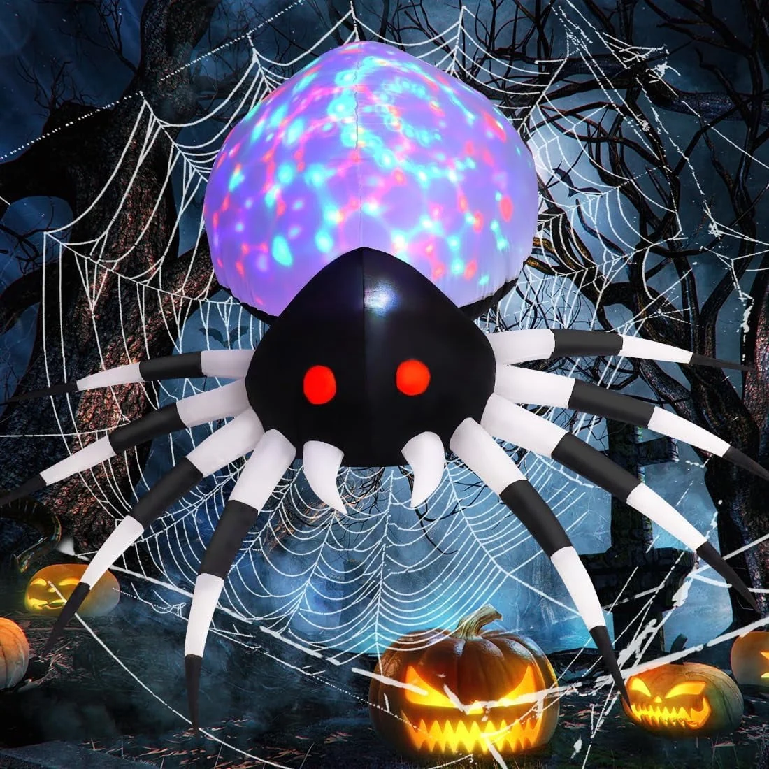GOOSH Halloween Inflatable 6 FT Spider Inflatables Outdoor Decorations with Magic Light, Scary Inflatable Halloween Spid