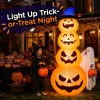 Goosiay 8ft Halloween Inflatable, Stacked Pumpkins with Witch Hat and Built-in LED Lights, Outdoor Blow up Yard Decor fo
