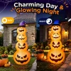 Goosiay 8ft Halloween Inflatable, Stacked Pumpkins with Witch Hat and Built-in LED Lights, Outdoor Blow up Yard Decor fo