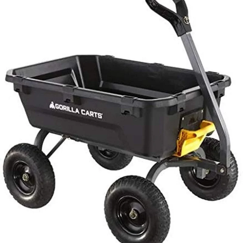 Gorilla Carts Heavy-Duty Poly Garden Dump Cart, 7 Cu. Ft., Black - 7GCG-NF