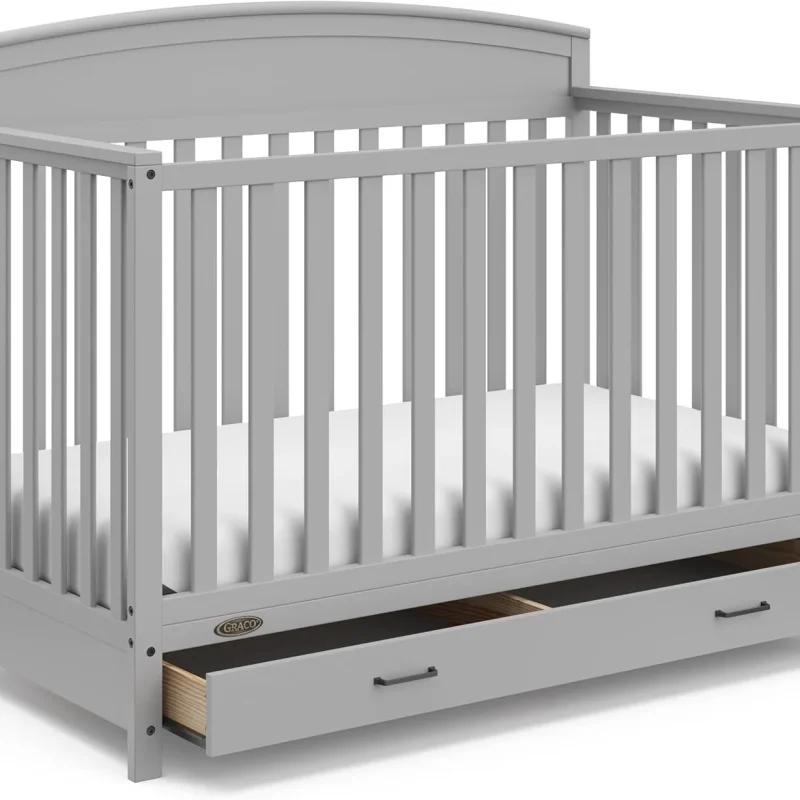 Graco 5-in-1 Convertible Crib With Storage Drawer, White