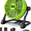 Greenworks 24V 10in 5-Speed Fan 500 CFM With 2.0Ah USB Battery And Charger