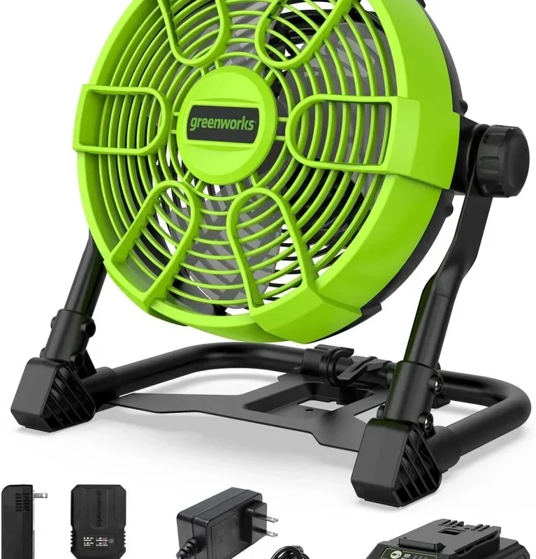 Greenworks 24V 10in 5-Speed Fan 500 CFM With 2.0Ah USB Battery And Charger