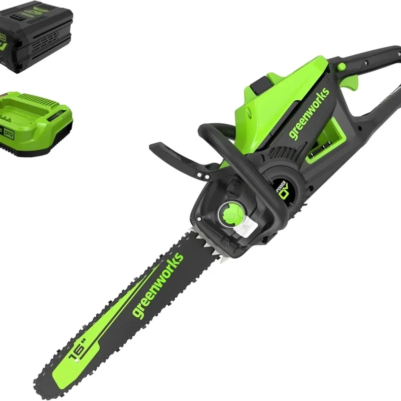 Greenworks 40V 16 inch Brushless Cordless Chainsaw With 4.0Ah Battery And Charger