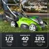 Greenworks Cordless Lawn Mower 40V 16in 4.0Ah Battery And Charger - 45Min Runtime