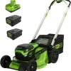 Greenworks Cordless Self-Propelled Lawn Mower, 60V, 21-Inch, 2 x 4.0Ah Batteries, Dual-Port Rapid Charger