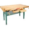 Grizzly Industrial Heavy-Duty Oak Workbench With Steel Legs, 60 x 30 - T10157
