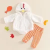 Gunia Baby Chicken Outfit Halloween Costume Toddler Infant Newborn Girl Boy Clothes Sets Flannel Fuzzy Romper Striped Le