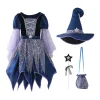 Gunia Girls Witch Tutu Dress Outfits With Hat 4 Piece Halloween Cosplay Dress Role Play For Toddler Kids Holiday Party D