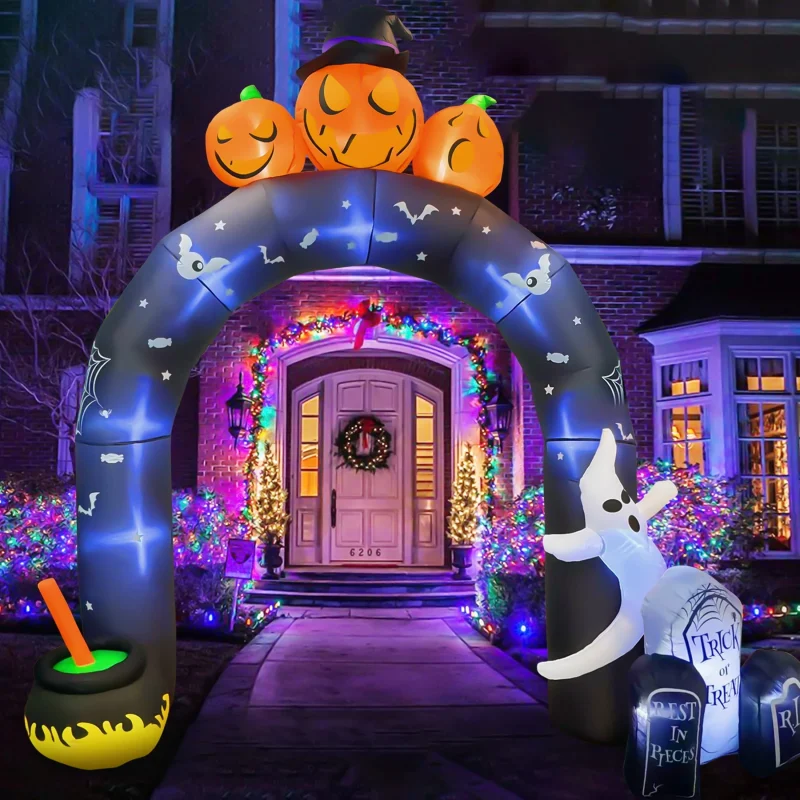 GVDV 10 FT Halloween Inflatables Archway Outdoor Decorations, Scary Halloween Arch Blow Up Yard Decorations for Front Ya