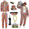 GYQMBT 80s 90s Men's Sportswear, Party Hip Hop Windbreaker 90s Disco Sportswear, 80s Adult Bizarre Costume 8 Piece Set