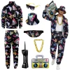 GYQMBT 80s 90s Men's Sportswear, Party Hip Hop Windbreaker 90s Disco Sportswear, 80s Adult Bizarre Costume 8 Piece Set
