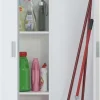 Habitdesign Multi-Purpose Broom Cabinet, 2 Doors, 3 Shelves, 180 x 73 x 37 cm, Matt White