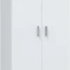 Habitdesign Multi-Purpose Broom Cabinet, 2 Doors, 3 Shelves, 180 x 73 x 37 cm, Matt White