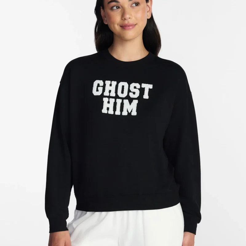 Halloween and Fall Women's French Terry Knit Lounge Sleep Top with Long Sleeves