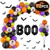 Halloween Balloons, Latex Arch Garland Kit With BOO Foil Confetti Balloons Bat Decoration Set for Halloween Party Decora