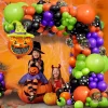 Halloween Balloons Set, 65Pcs 12Inch Black Orange Purple Green Balloons Kit, Black and Orange Latex Balloons for Birthda
