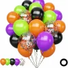 Halloween Balloons Set, 65Pcs 12Inch Black Orange Purple Green Balloons Kit, Black and Orange Latex Balloons for Birthda