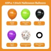 Halloween Balloons Set, 65Pcs 12Inch Black Orange Purple Green Balloons Kit, Black and Orange Latex Balloons for Birthda