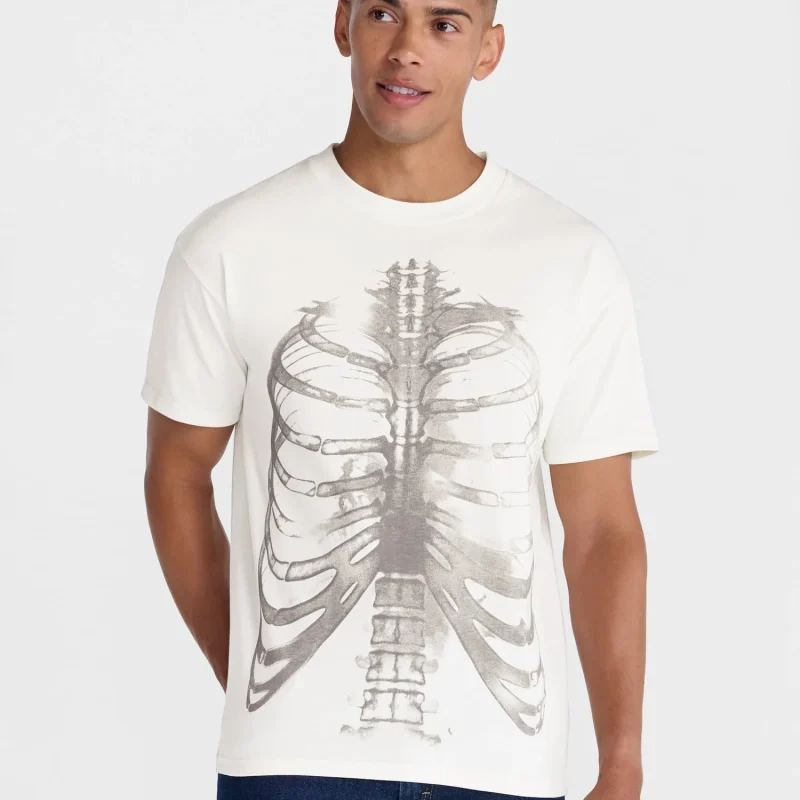 Halloween Boxy Fit Chest X-Ray Graphic Tee Shirt, Men's Sizes XS-4XLT