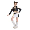 Halloween Costume Pop Star Stage Outfit Pop Idol Jacket Top and Shorts 3-Piece Set