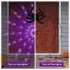 Halloween Decorations Spider Web Lights, 4FT Diameter 70 LED with Black Spider, Waterproof Net Lights, Remote Control