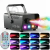 Halloween Fog Machine 500W RGB LED Smoke Machine Stage Lighting Effect with Remote Control for Halloween Wedding DJ Show