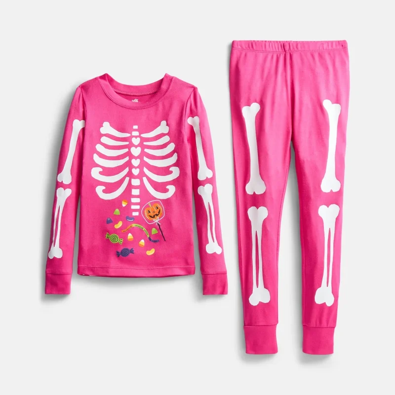 Halloween Girls' Tight Fit Long Sleeve Top and Pants Pajama Set from Way to Celebrate, 2-Piece, Sizes 4-10