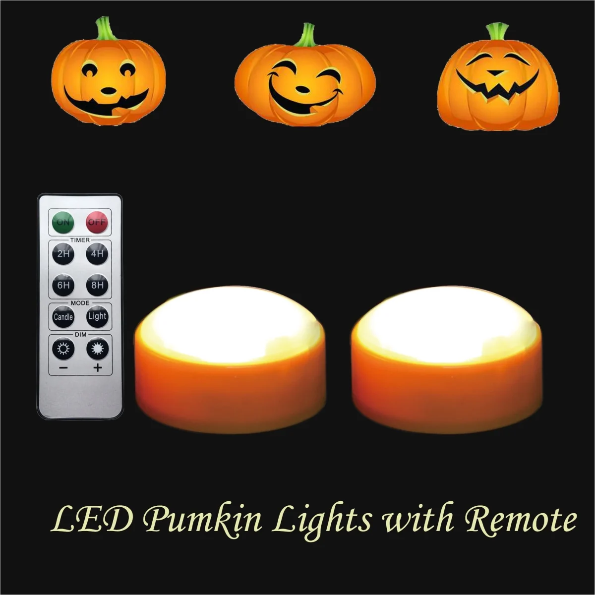 Halloween LED Pumpkin Lights Battery Operated - Orange Pumpkin Lights with Timer and Remote Halloween Decor - Halloween