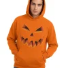 Halloween Oversized Fit Jack O'Lantern Pumpkin Graphic Fleece Hoodie Sweatshirt, Men's Sizes XS-4XLT
