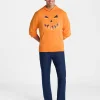 Halloween Oversized Fit Jack O'Lantern Pumpkin Graphic Fleece Hoodie Sweatshirt, Men's Sizes XS-4XLT