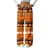 Halloween Pajama Pants for Women Halloween Pumpkin Print Fuzzy Sleep Pants for Women Warm Cozy Pj Bottoms Lounge Pants P